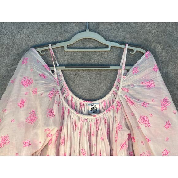 Ivy Jane Blouse Small Pink Floral Cold Shoulder Ruffled Fairy Cottage Core - Picture 2 of 8